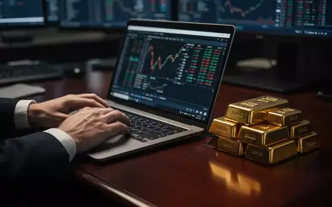 Nahaufnahme von Goldbarren auf einem Schreibtisch neben einem Laptop in einem professionellen Büro. - Foto: über boerse-global.de