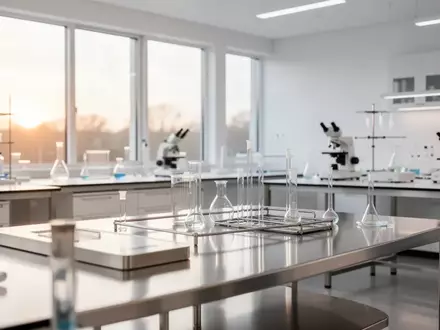 Ein minimalistisch gestaltetes, steriles medizinisches Labor bei natürlichem Tageslicht ohne Personen oder Geräte. - Foto: über boerse-global.de
