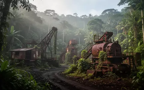 Verlassene Industrieanlagen der Panguna-Mine in einer bewaldeten Tropenlandschaft auf Bougainville. - Foto: über boerse-global.de