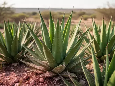 Grüne Agavenpflanzen in einer trockenen, sonnigen Landschaft in der mexikanischen Region Guanajuato. - Foto: über boerse-global.de
