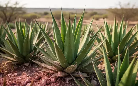 Grüne Agavenpflanzen in einer trockenen, sonnigen Landschaft in der mexikanischen Region Guanajuato. - Foto: über boerse-global.de