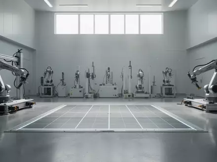Ein minimalistisches, hochmodernes Forschungslabor mit polierten Betonböden und präzisen mechanischen Testgeräten. - Foto: über boerse-global.de
