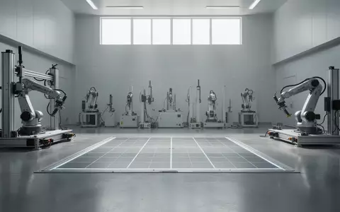 Ein minimalistisches, hochmodernes Forschungslabor mit polierten Betonböden und präzisen mechanischen Testgeräten. - Foto: über boerse-global.de