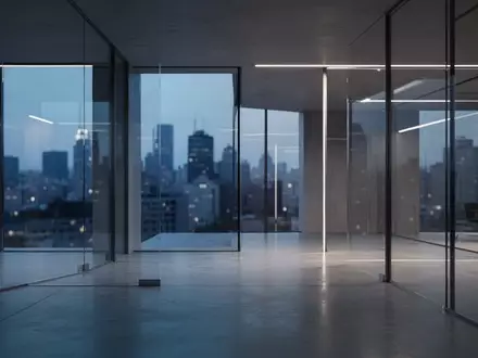 Ein minimalistisches, modernes Bürogebäude mit klaren architektonischen Linien und reflektierenden Glasfronten in der Dämmerung. - Foto: über boerse-global.de