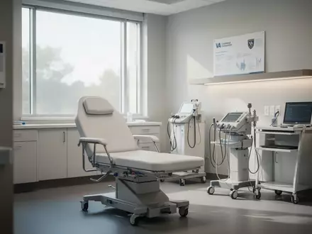 Ein leerer, modern eingerichteter Behandlungsraum in einer Klinik mit medizinischen Geräten und einfallendem Tageslicht. - Foto: über boerse-global.de