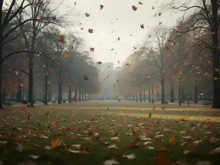 Eine herbstliche Parklandschaft mit kahlen Bäumen und weichem Tageslicht, die die Vergänglichkeit symbolisiert. - Foto: über boerse-global.de