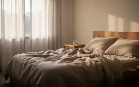 Ein minimalistisch eingerichtetes, helles Schlafzimmer bei Tageslicht, das Ruhe und Erholung vermittelt. - Foto: über boerse-global.de