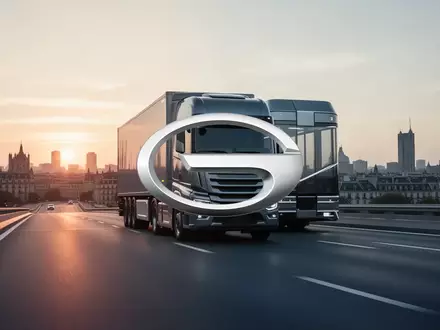 Moderner Elektro-Nutzfahrzeug-LKW auf einer Autobahn vor einer europäischen Stadtkulisse bei Sonnenuntergang. - Foto: über boerse-global.de