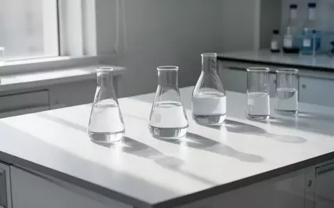 Ein minimalistisch gestalteter Labortisch mit leeren Glasgefäßen und neutralem Licht in einer sterilen Umgebung. - Foto: über boerse-global.de