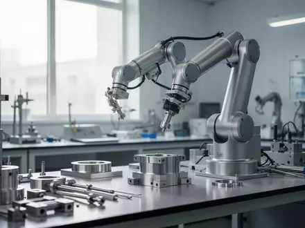 Ein technisches Labor mit einer präzisen Roboter-Arbeitsstation in einer hellen, sauberen Umgebung. - Foto: über boerse-global.de