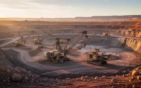 Großflächige Tagebau-Mine in einer Wüstenlandschaft bei Sonnenuntergang. - Foto: über boerse-global.de