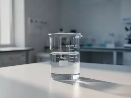 Ein steriler Labortisch mit einem Glasgefäß in einer hellen, modernen medizinischen Forschungseinrichtung. - Foto: über boerse-global.de