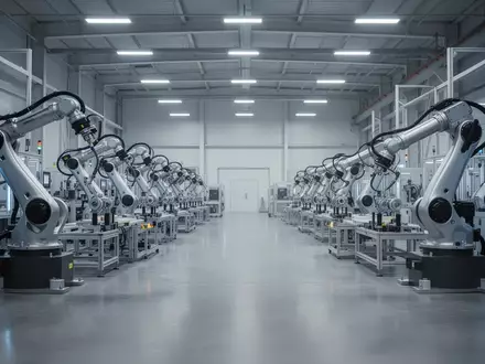 Moderne, hochautomatisierte Industriehalle mit Präzisionsfertigungsanlagen in einer sauberen, weitläufigen Produktionsstätte. - Foto: über boerse-global.de