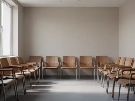 Ein leerer, minimalistischer Wartebereich in einer Arztpraxis mit hölzernen Stühlen und natürlichem Lichteinfall. - Foto: über boerse-global.de