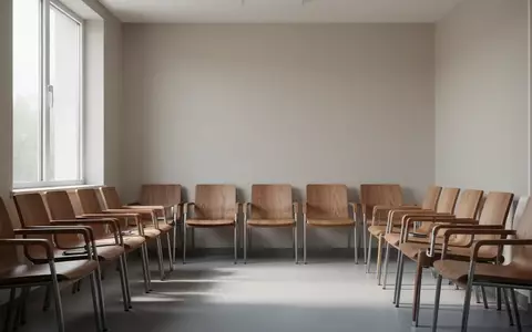 Ein leerer, minimalistischer Wartebereich in einer Arztpraxis mit hölzernen Stühlen und natürlichem Lichteinfall. - Foto: über boerse-global.de