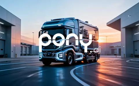 Futuristischer autonomer LKW in einem modernen Logistikzentrum bei Sonnenaufgang. - Foto: über boerse-global.de