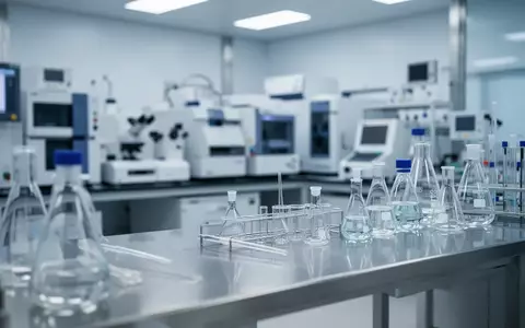 Ein steriles, modernes medizinisches Labor mit analytischen Geräten und Glaswaren in einer klinischen Umgebung. - Foto: über boerse-global.de
