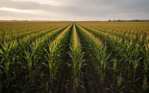 Weites Maisfeld in einer norddeutschen Agrarlandschaft bei mildem Licht. - Foto: über boerse-global.de