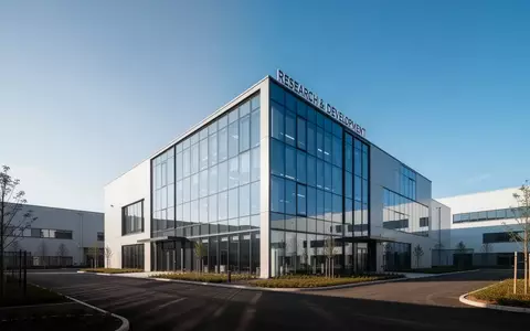 Moderne Glasarchitektur eines Forschungszentrums vor blauem Himmel. - Foto: über boerse-global.de