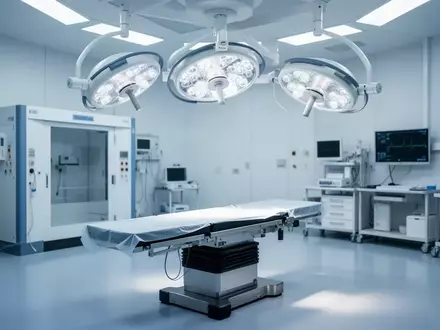Ein steriler, moderner elektrophysiologischer Operationssaal mit medizinischer Beleuchtung in einer klinischen Umgebung. - Foto: über boerse-global.de