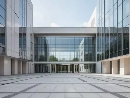 Ein minimalistisches, modernes Regierungsgebäude mit einer Fassade aus Stein und Glas bei hellem Tageslicht. - Foto: über boerse-global.de
