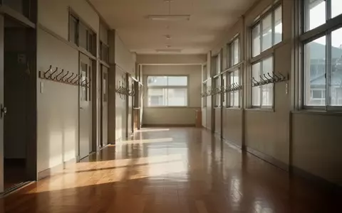 Ein leerer, sonnendurchfluteter Schulflur mit hölzernen Garderobenhaken an einer schlichten Wand. - Foto: über boerse-global.de