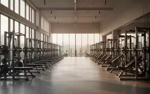 Ein minimalistisch gestalteter Fitnessraum mit hochwertigen Trainingsgeräten und hellem Tageslicht, ohne Personen. - Foto: über boerse-global.de