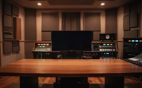 Ein professionelles Tonstudio mit akustischen Wandpaneelen und ausgeschalteten Geräten. - Foto: über boerse-global.de