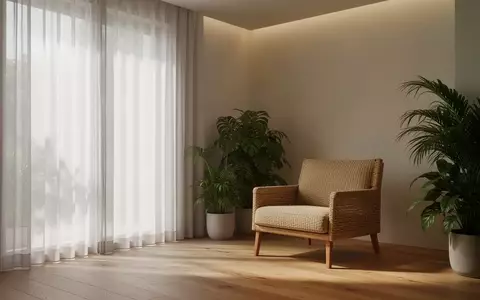 Ein minimalistischer, ruhiger Raum mit natürlichem Licht, Holzfußboden und Pflanzen als Symbol für mentale Erholung. - Foto: über boerse-global.de