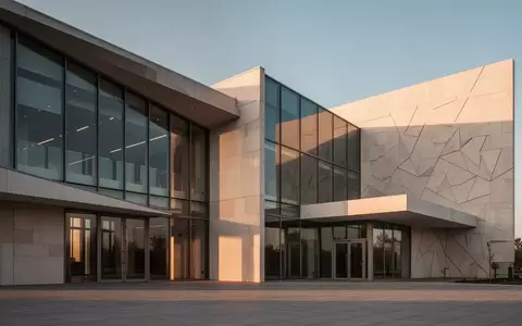 Die modernisierte Fassade der Stadthalle Karlsruhe mit klaren architektonischen Linien und großen Glasflächen. - Foto: über boerse-global.de
