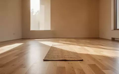 Ein minimalistisch eingerichteter, sonnendurchfluteter Raum mit einer einzelnen Yogamatte auf einem hellen Holzboden. - Foto: über boerse-global.de