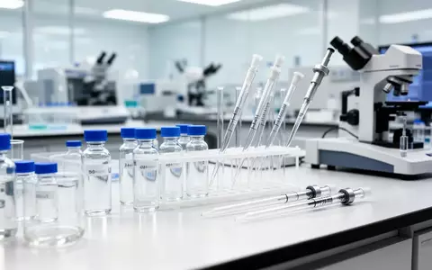 Moderne Laborausstattung mit Glasvielen und Pipetten auf einem sterilen Labortisch. - Foto: ĂĽber boerse-global.de