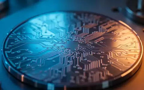 Detailaufnahme einer Silizium-Wafer-Oberfläche mit komplexen Schaltkreisstrukturen in einer industriellen Laborumgebung. - Foto: über boerse-global.de