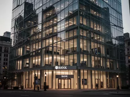 Ein modernes Bankgebäude in einem Finanzviertel bei Dämmerung. - Foto: über boerse-global.de