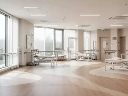 Heller, moderner Innenraum einer Rehabilitationseinrichtung mit barrierefreier Gestaltung und natürlichem Lichteinfall. - Foto: über boerse-global.de