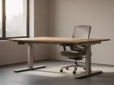 Ein minimalistisch gestalteter, heller Büroarbeitsplatz mit einem höhenverstellbaren Schreibtisch und ergonomischem Stuhl. - Foto: über boerse-global.de