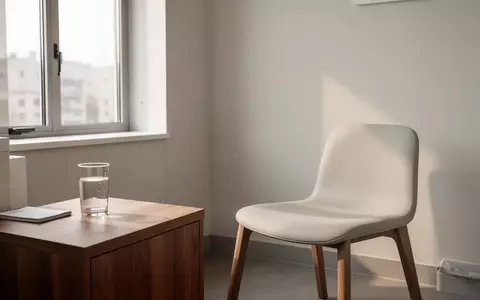 Ein minimalistischer, heller Behandlungsraum mit einem Glas Wasser auf einem Beistelltisch bei natürlichem Morgenlicht. - Foto: über boerse-global.de