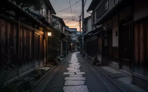 Eine schmale, nächtliche Gasse in einem japanischen Wohnviertel mit dunklen Fassaden und Schatten. - Foto: über boerse-global.de