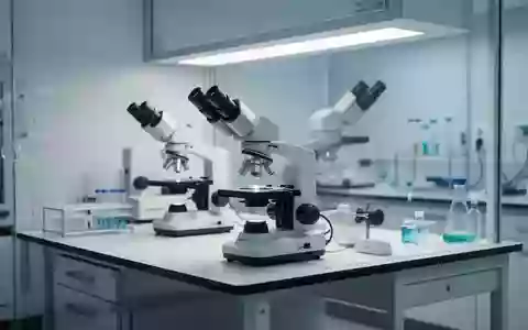 Ein steriler, modern eingerichteter medizinischer Laborarbeitsplatz mit hochwertiger Mikroskopie-Ausrüstung. - Foto: über boerse-global.de