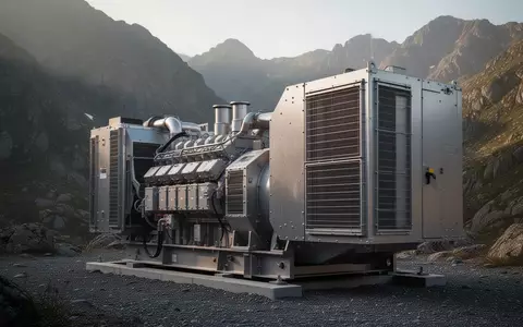 Ein leistungsstarker Industriegenerator in einer bergigen Landschaft zur Absicherung der Stromversorgung. - Foto: über boerse-global.de