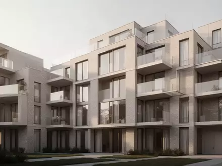 Moderne Fassade eines Wohngebäudes mit klaren architektonischen Linien und Balkonen bei Tageslicht. - Foto: über boerse-global.de