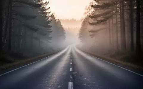 Eine menschenleere Landstraße im dichten Frühnebel bei Sonnenaufgang, die eine ruhige, konzentrierte Atmosphäre vermittelt. - Foto: über boerse-global.de