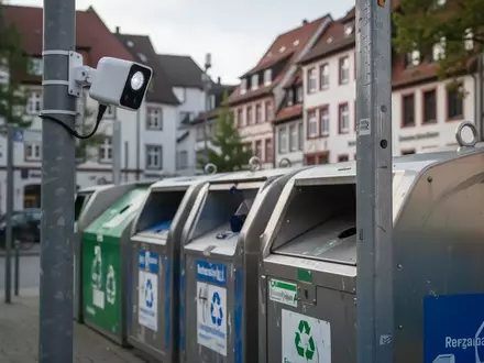 Ein moderner Sensor an einem Sammelcontainer für Recycling in einer städtischen Umgebung bei Tageslicht. - Foto: über boerse-global.de