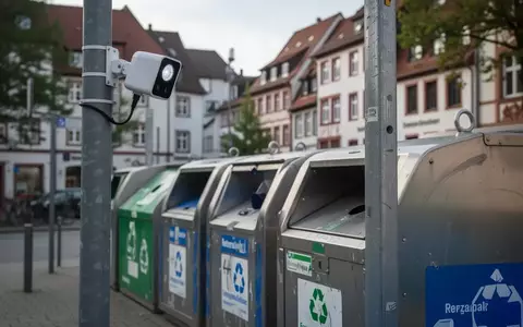 Ein moderner Sensor an einem Sammelcontainer für Recycling in einer städtischen Umgebung bei Tageslicht. - Foto: über boerse-global.de