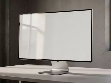 Ein minimalistischer, heller Arbeitsplatz mit einem leeren Monitor in einem ruhigen, natürlich beleuchteten Raum. - Foto: über boerse-global.de