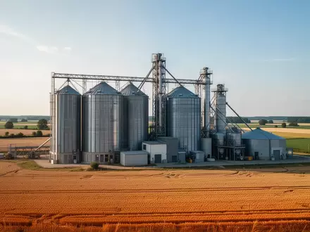 Industrielle Getreidesilos in einer landwirtschaftlichen Landschaft in Sachsen-Anhalt. - Foto: über boerse-global.de