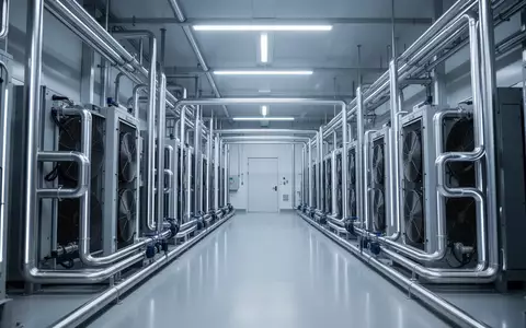 Moderne industrielle Anlage mit Flüssigkeitskühlsystemen und Rohrleitungen in einer hochtechnologischen Umgebung. - Foto: über boerse-global.de