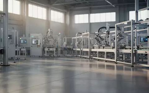 Eine moderne, helle Industriehalle mit poliertem Betonboden und minimalistischen Stahlstrukturen in einer Produktionsumgebung. - Foto: über boerse-global.de