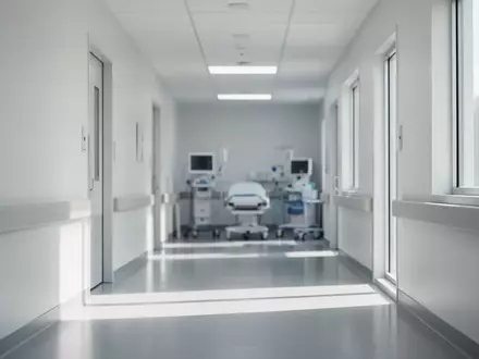 Ein heller, moderner Krankenhausflur mit natürlichem Lichteinfall und minimalistischer Architektur. - Foto: über boerse-global.de