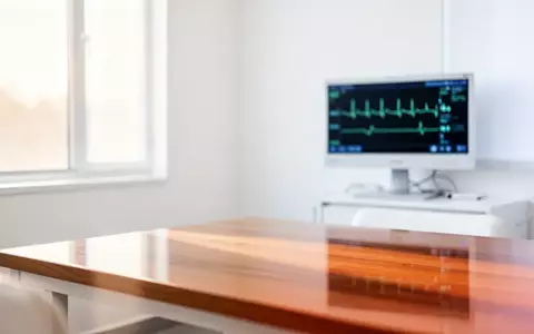 Ein minimalistischer, heller Behandlungsraum in einer kardiologischen Praxis mit einem EKG-Monitor im Hintergrund. - Foto: über boerse-global.de